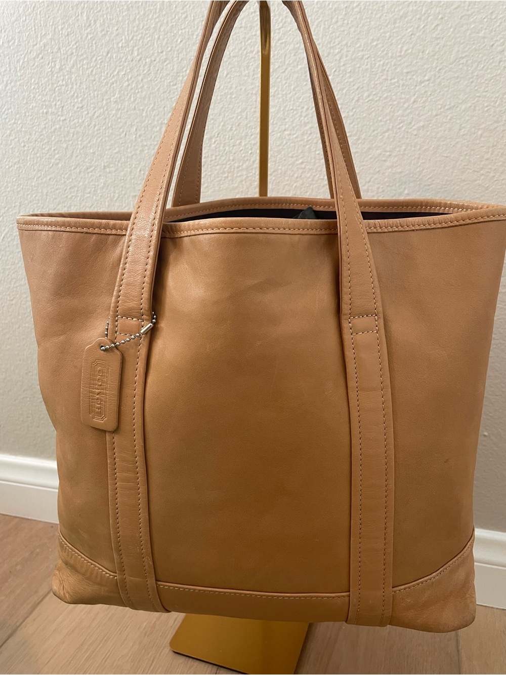 Vintage Coach Book Tote 9401 Tan Leather Laptop-Ready Work Tote 1999 Y2K